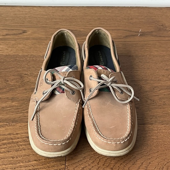 Sperry Shoes - Sperry Top Sider Size 9.5 Khaki Leather Plaid Preppy Bluefish Oxford Boat Shoes